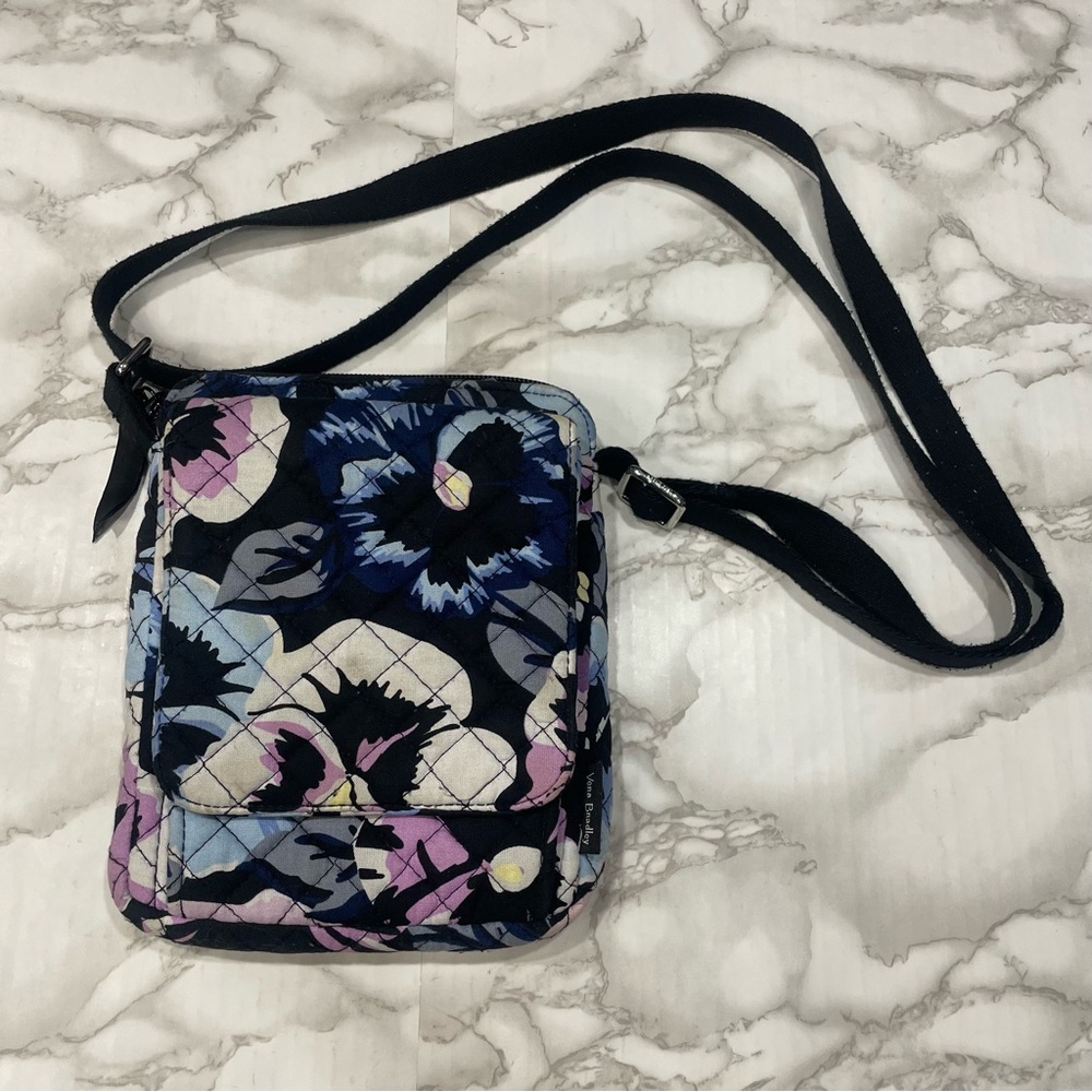 Vera Bradley Plum Pansies RFID Mini Hipster Crossbody